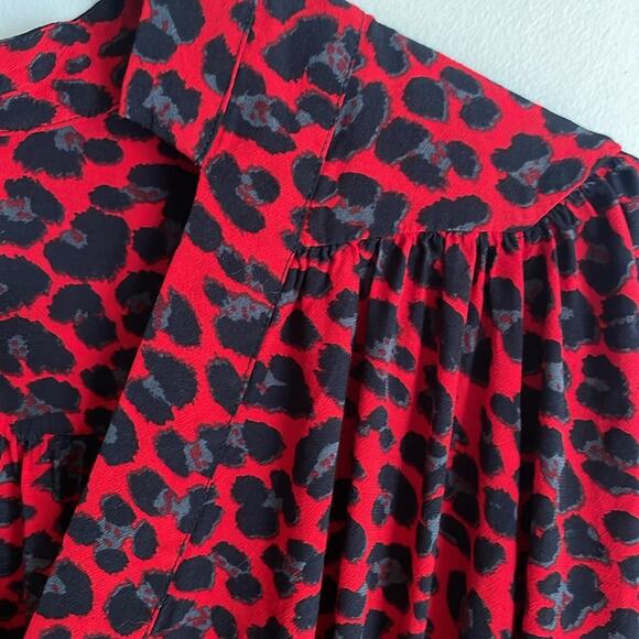 Zadig & Voltaire Reveal Leopard Print Long Sleeve Blouson Minidress - Picture 6 of 16